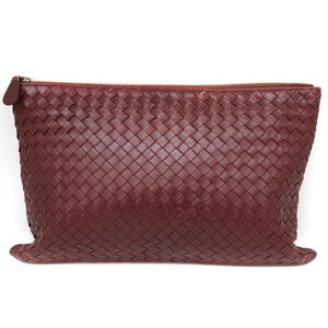 Bottega Veneta clutch bag leather Burgundy Red
